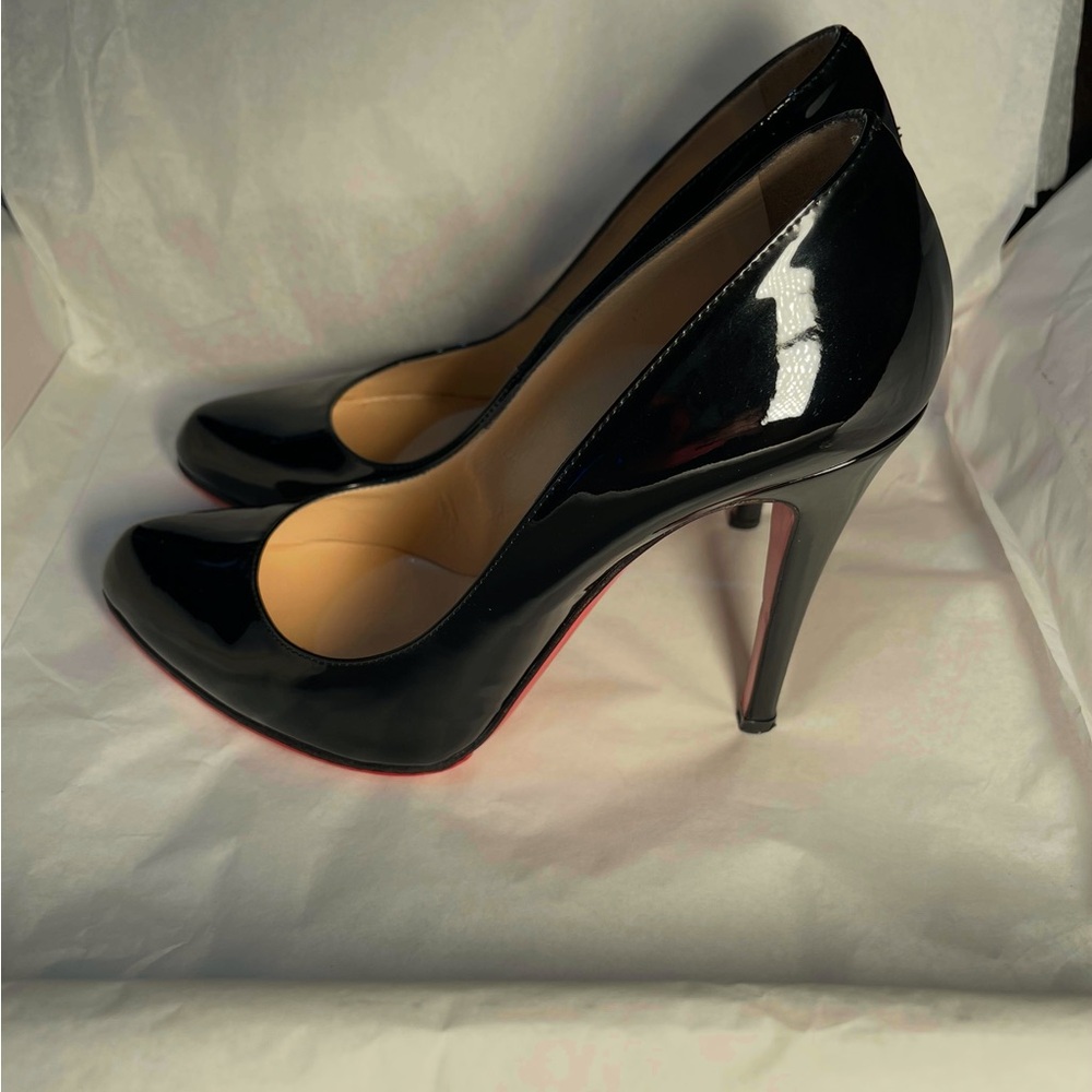 Christian Louboutin Glossy Black patent simple pumps 100mm. EU 38.5 - Picture 3 of 12